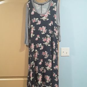 Navy Floral Swing Dress